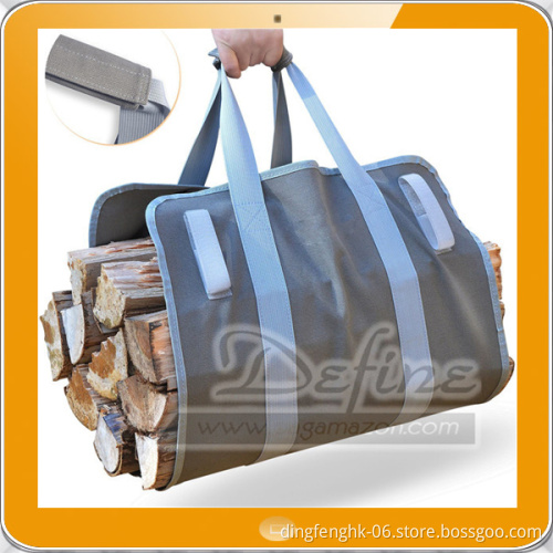 Heavy 16oz Canvas Firewood Carrier Log Tote with Padded Handles